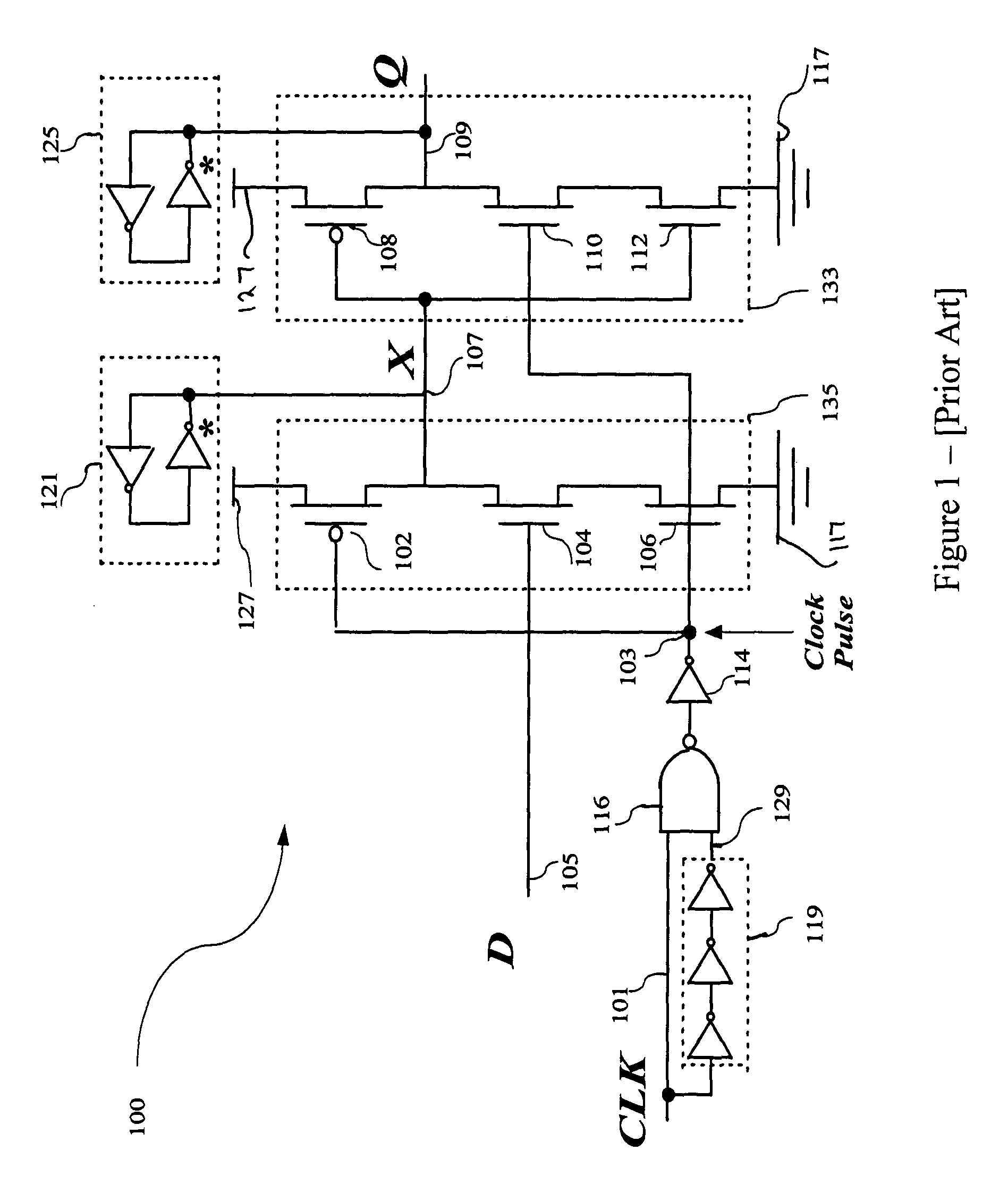 Single-transistor-clocked flip-flop