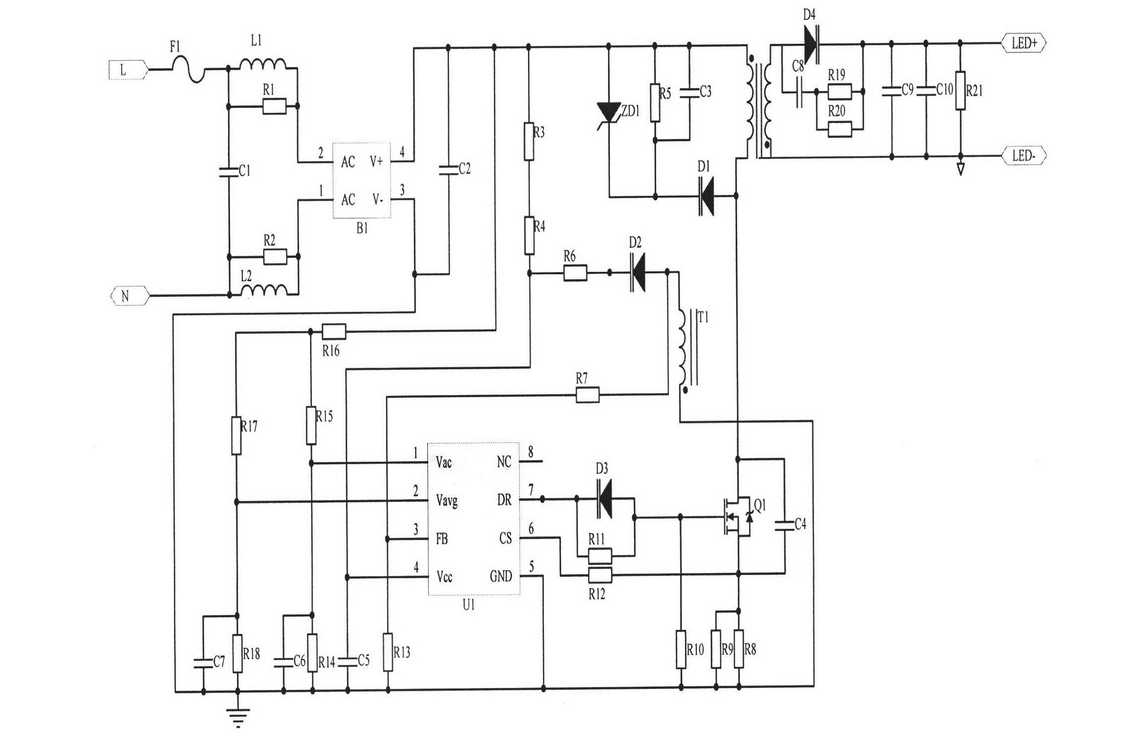 Primary edge control type switch power supply with high-precision constant-voltage/constant-current output and high-pulse-frequency (PF) value