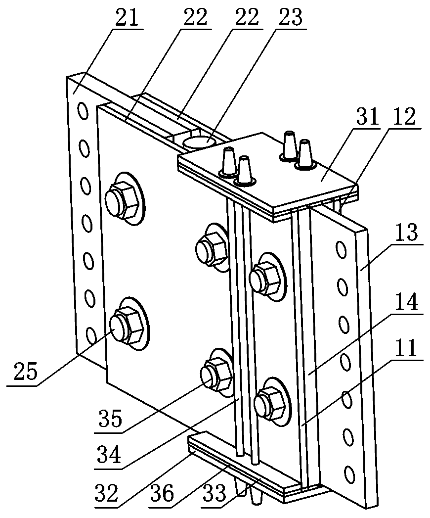 Composite coupling beam damper and assembling method thereof