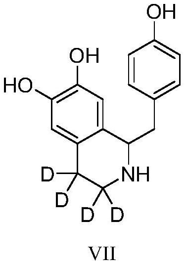 Preparation method of deuterium-labeled higenamine stable isotope compound