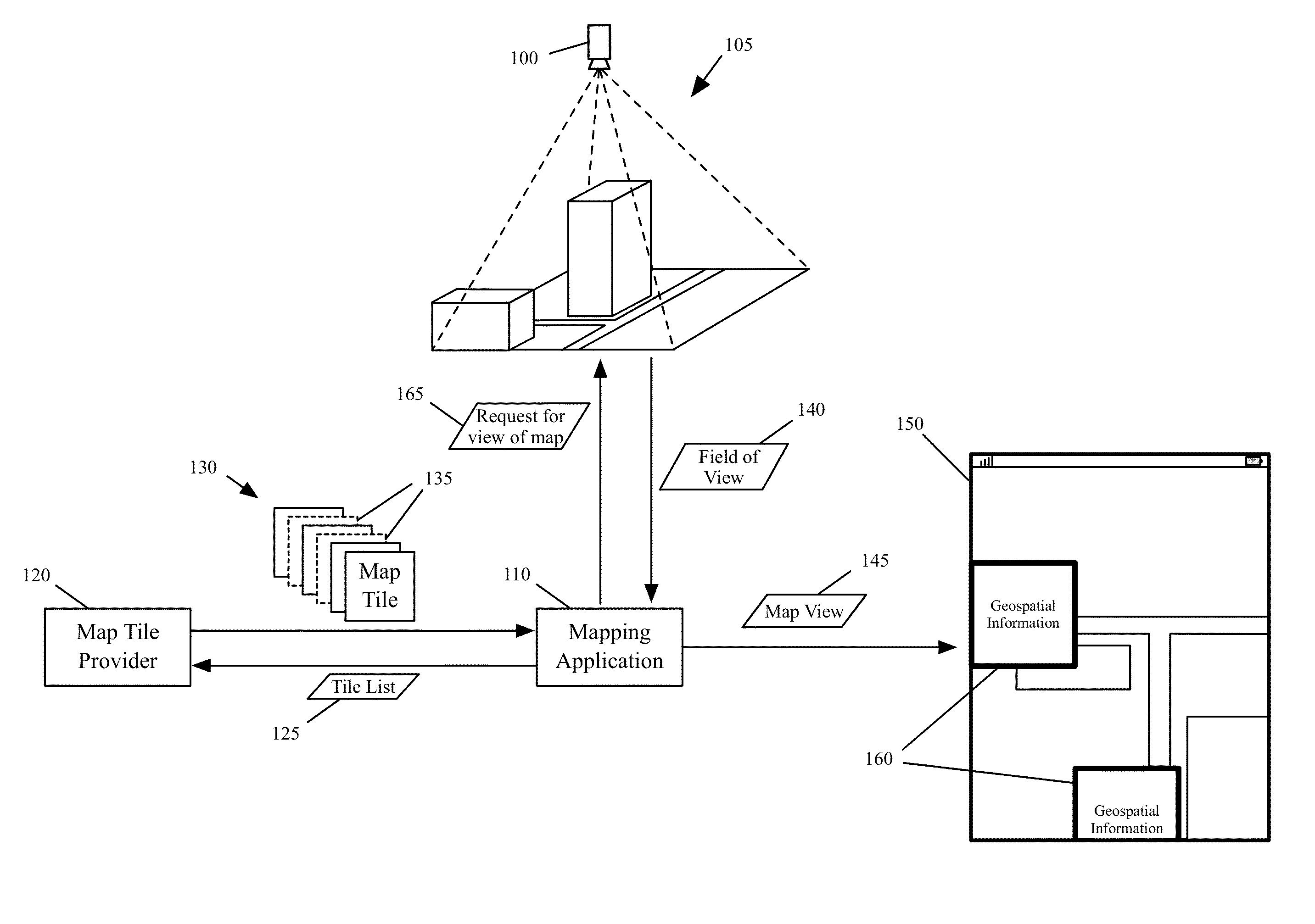 Geospatial representation of data-less map areas