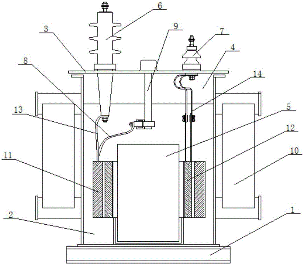 High-efficiency and energy-saving amorphous alloy transformer employing dry-type bushings led out for completely eradicating leakage