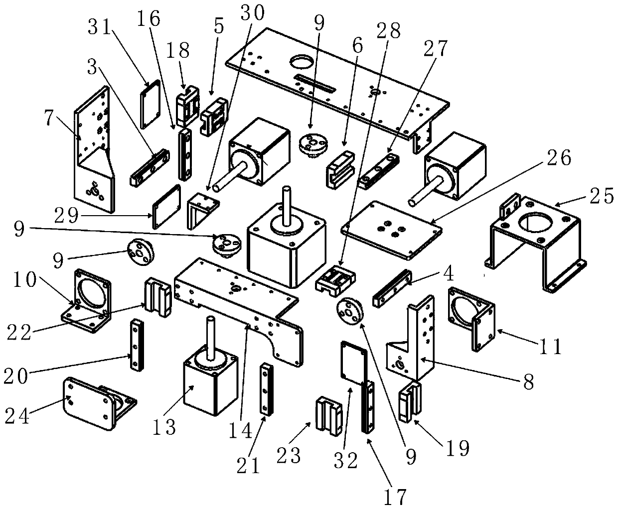 Guide wire clamping and rubbing device of interventional operation robot