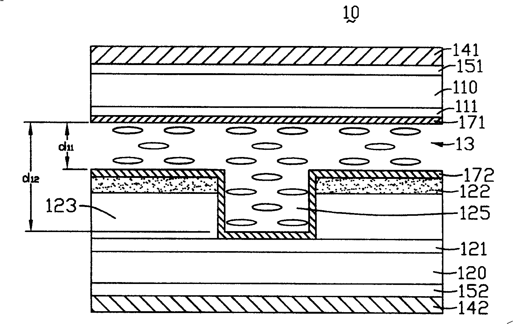 Semi-penatrating semi-reflecting type liquid crystal display device