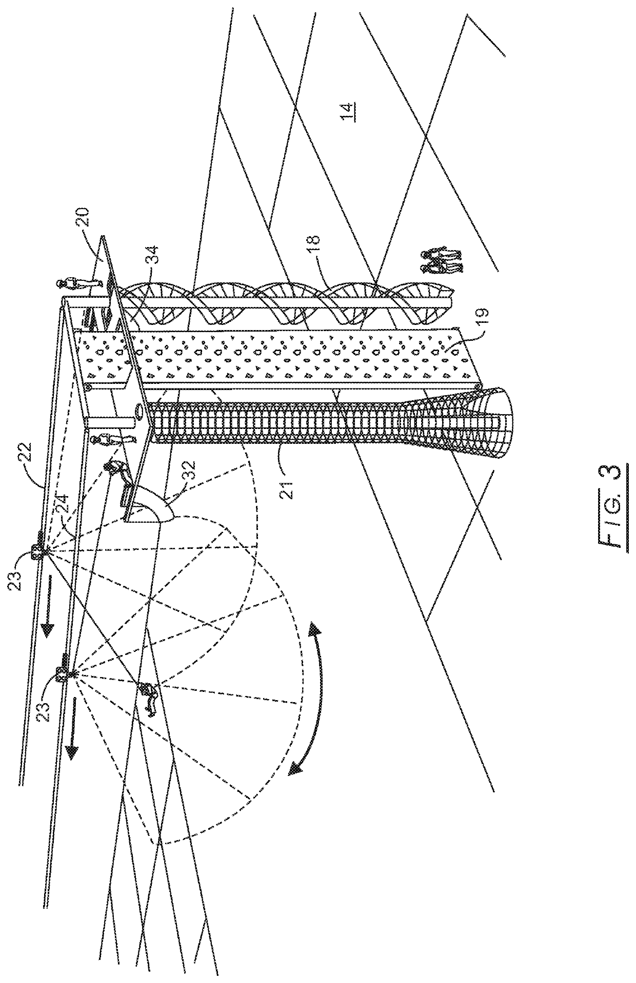 High Angle Tethered Slide with Freefall Drop and Variable Radius Swing