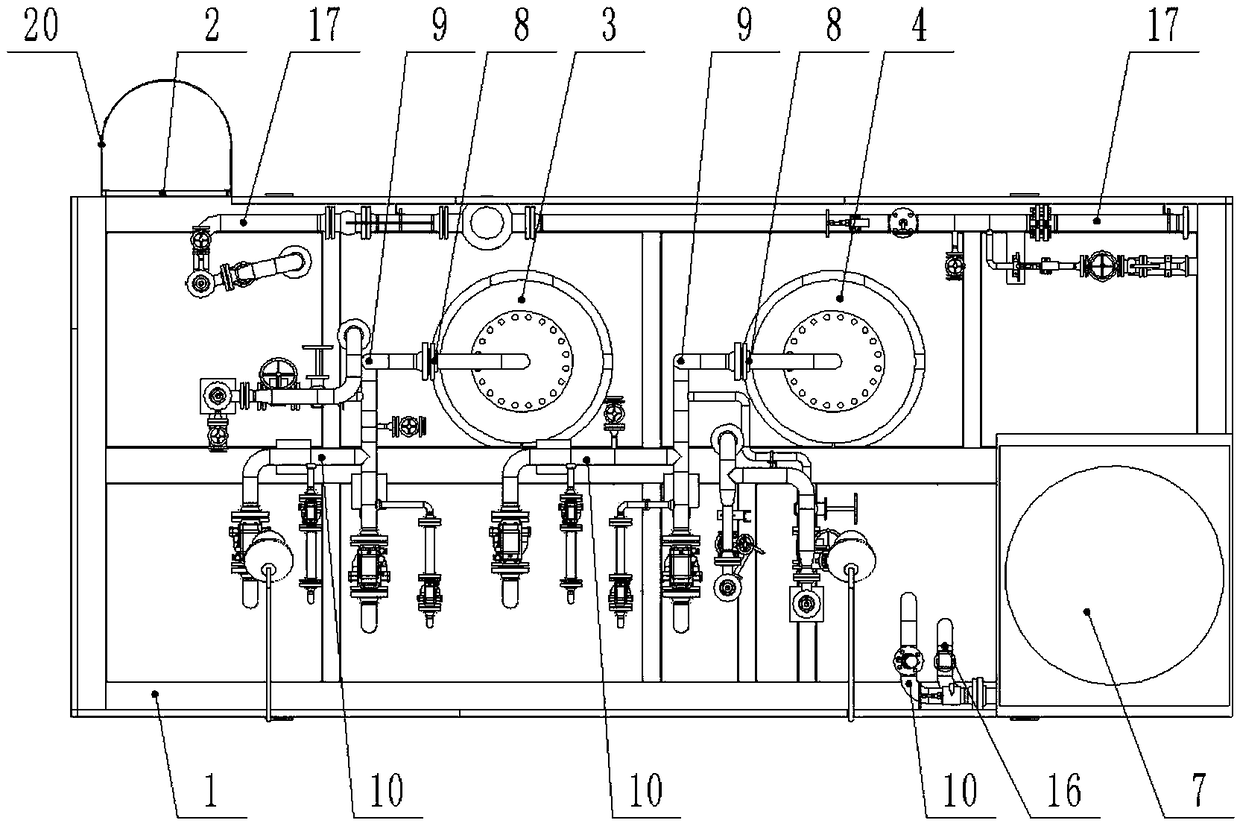 Skid-mounted device for removing heavy hydrocarbon components in natural gas