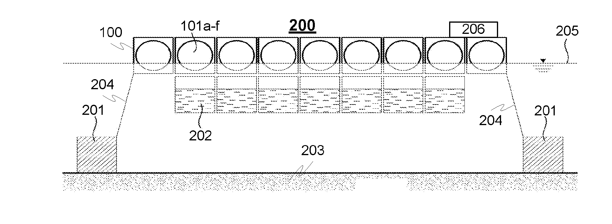 Controlling system and method for controlling a floating arrangement