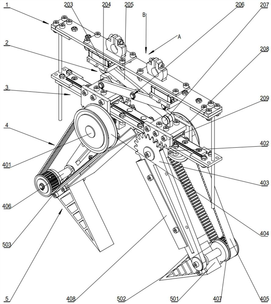 A passive clamping mechanism coupled with gears and pulleys