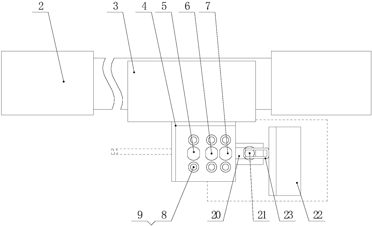 Prefabricated fragment strip adhesive tape adhering device