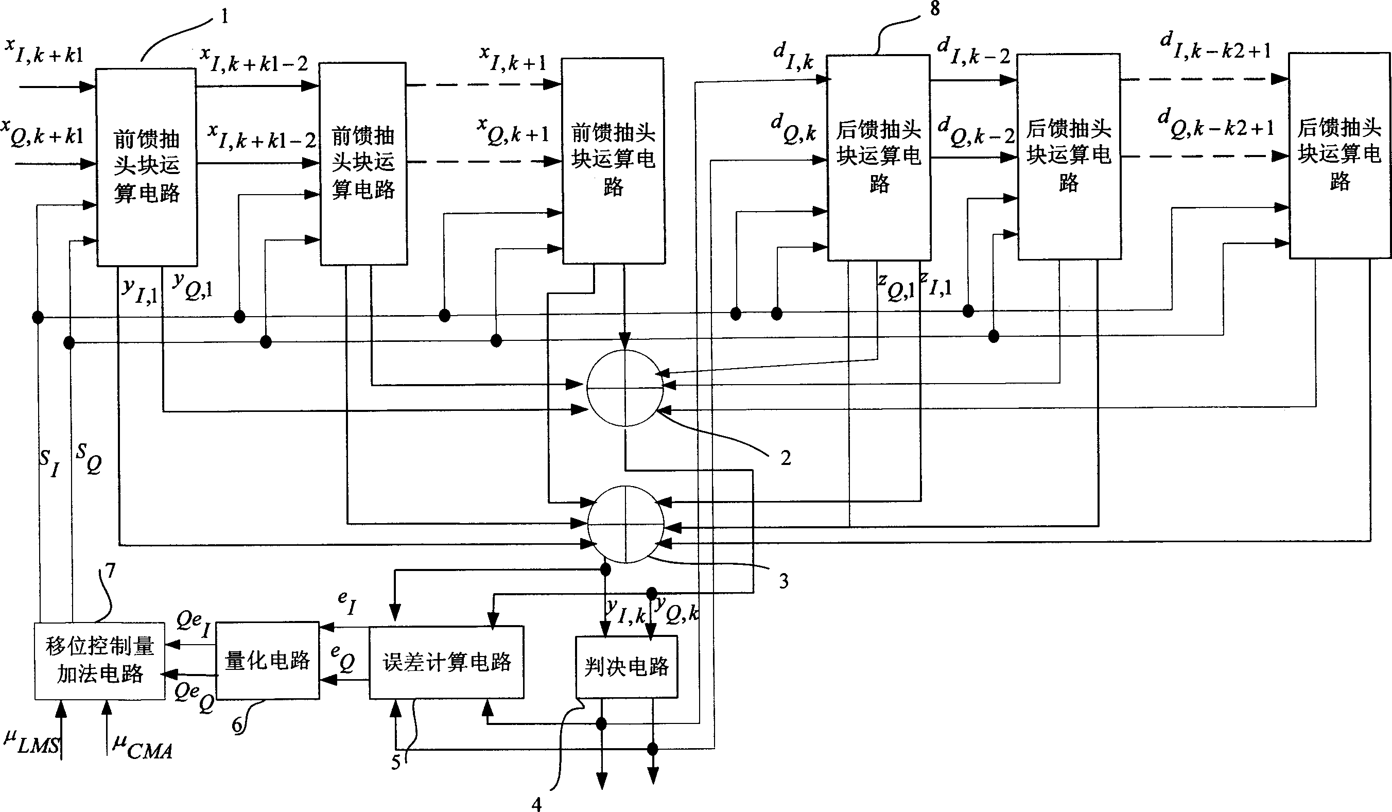 Adaptive equalizing circuit in wired digital television