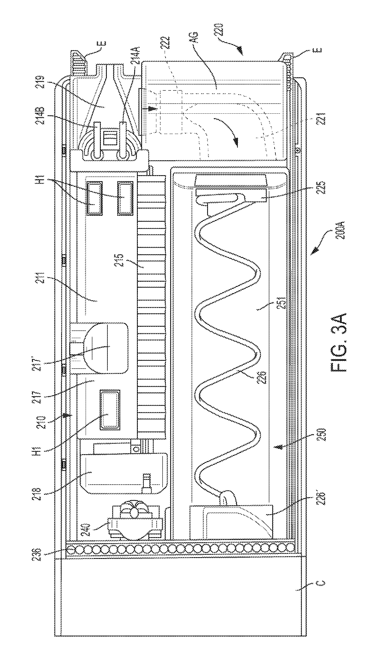 Ice making system and air flow circulation for slimline ice compartment