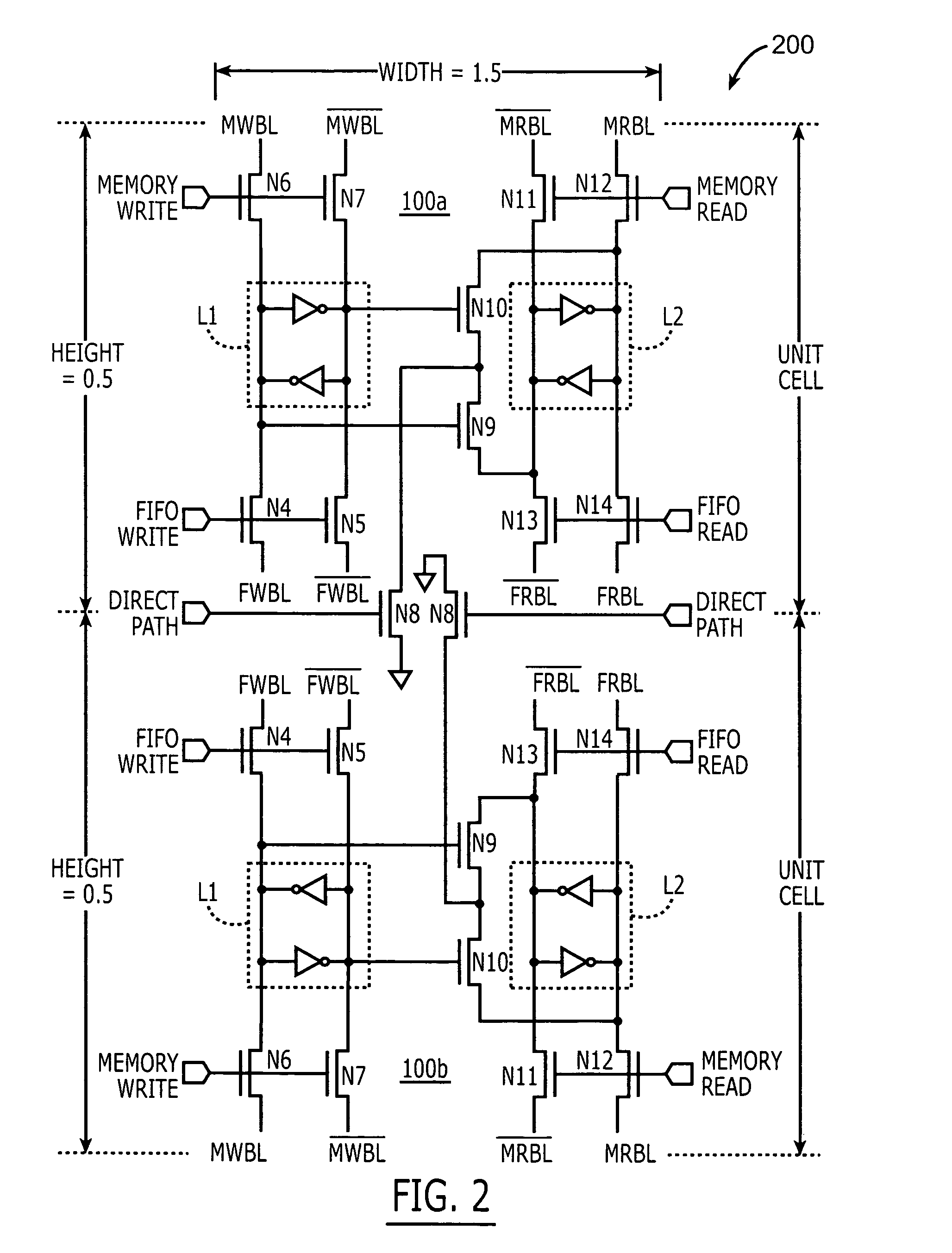 Multi-port memory cells for use in FIFO applications that support data transfers between cache and supplemental memory arrays