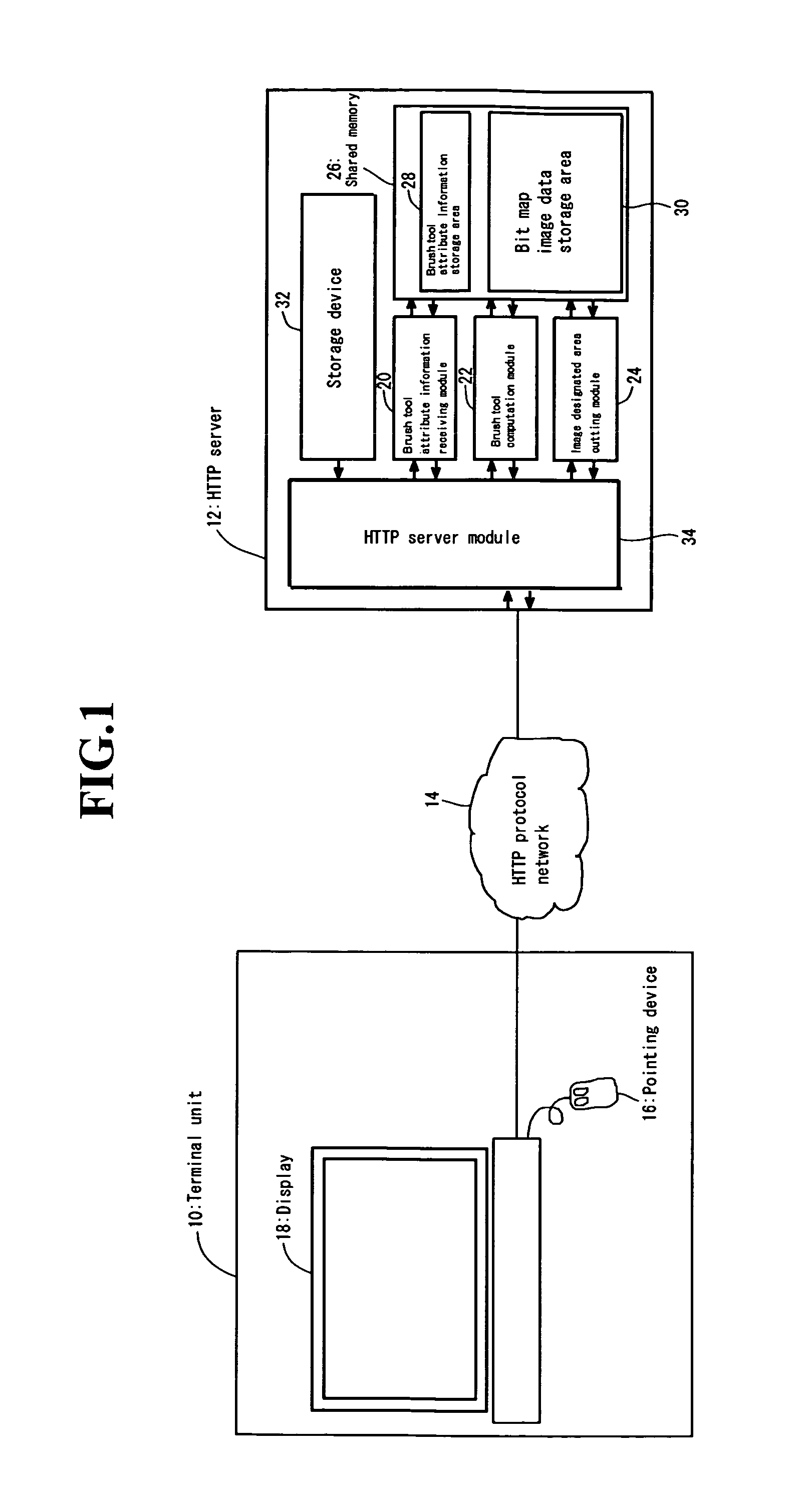 Image display updating system, server client system and drawing operation echo back script