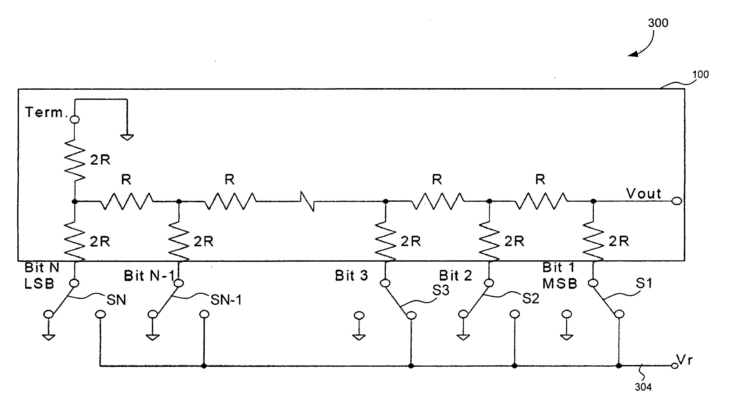 Delay equalized Z/2Z ladder for digital to analog conversion