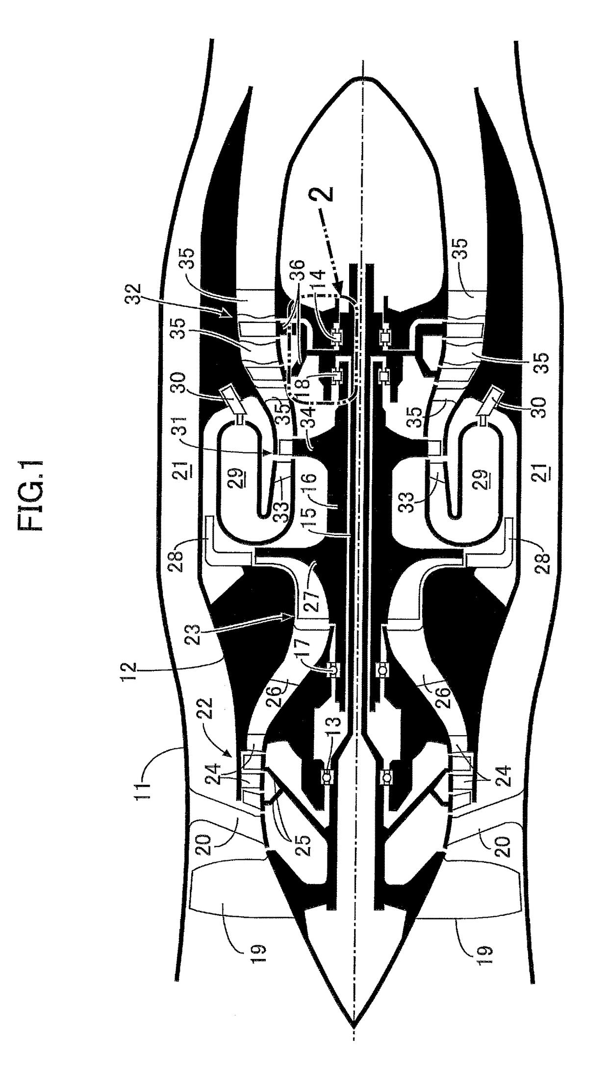 Bearing lubricating structure for gas turbine engine