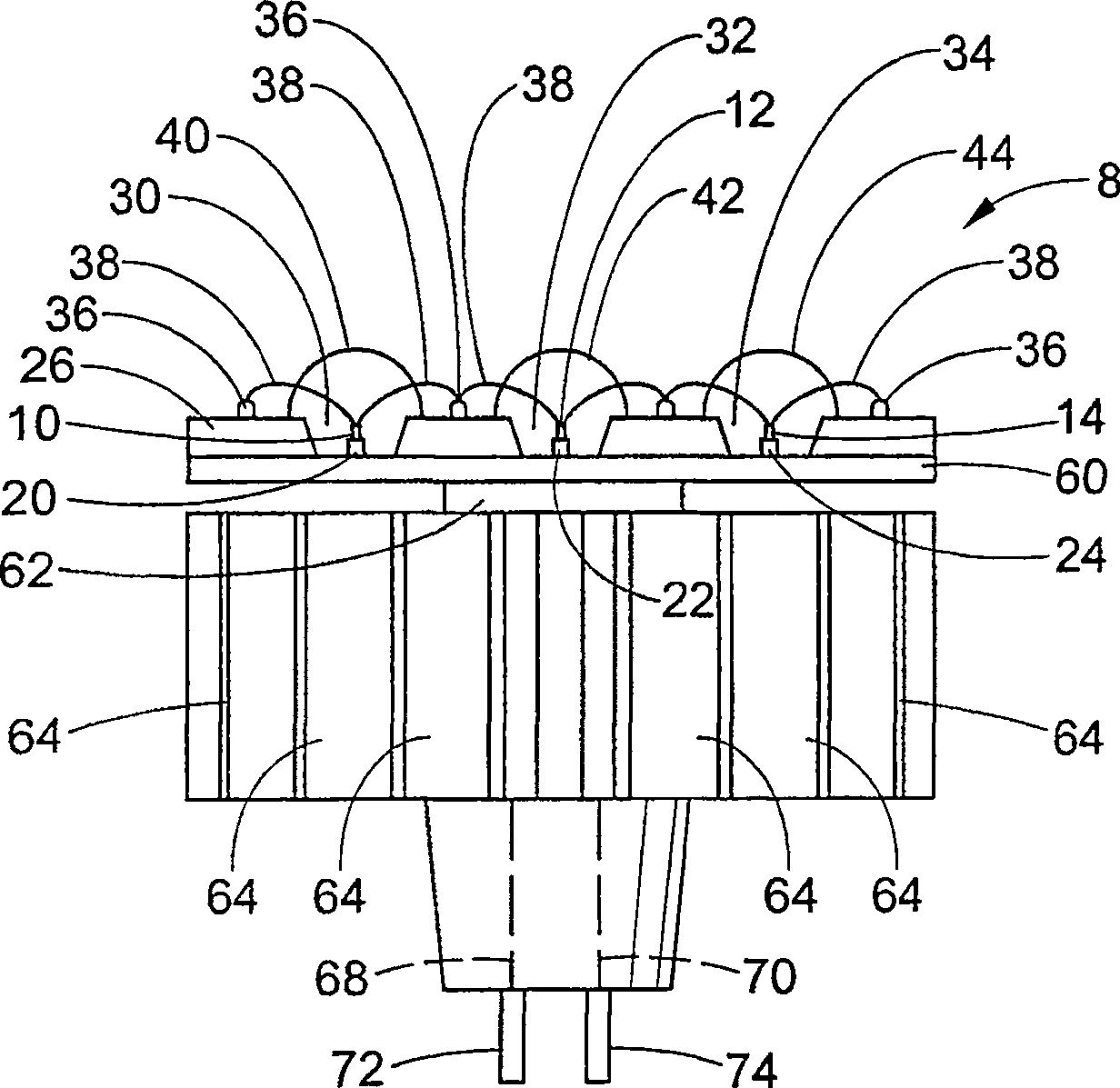 High power LED module for spot illumination