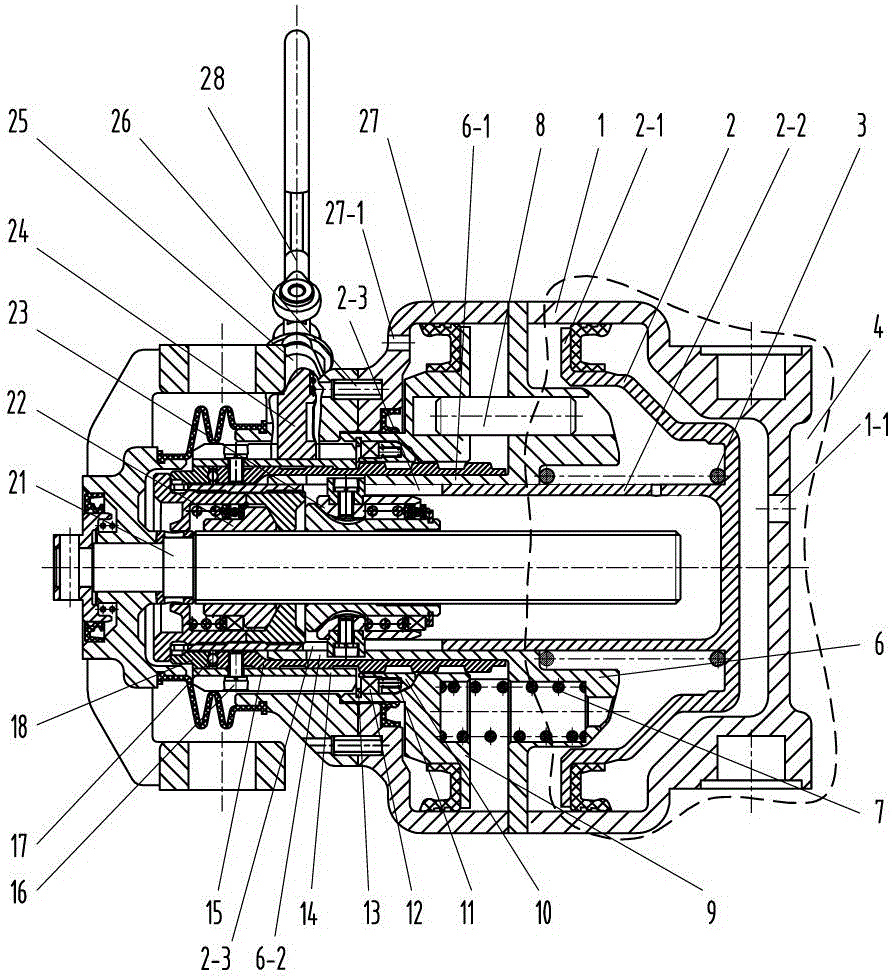 Energy storage parking unit brake cylinder