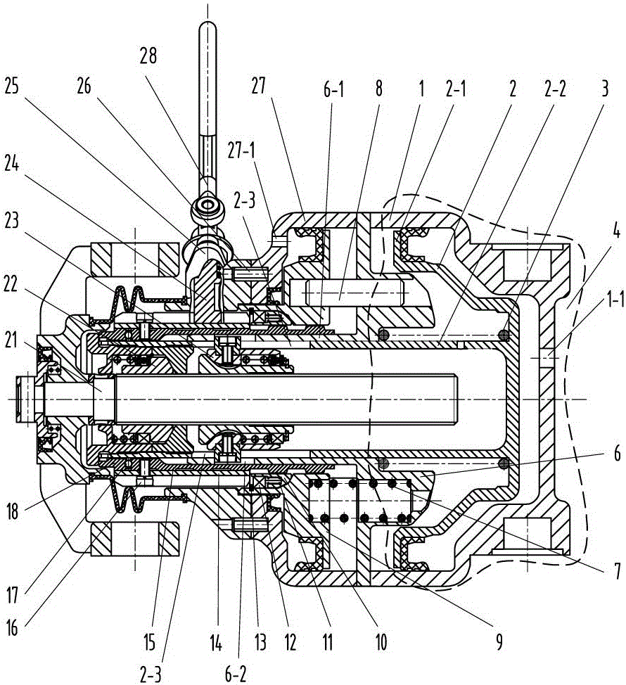 Energy storage parking unit brake cylinder