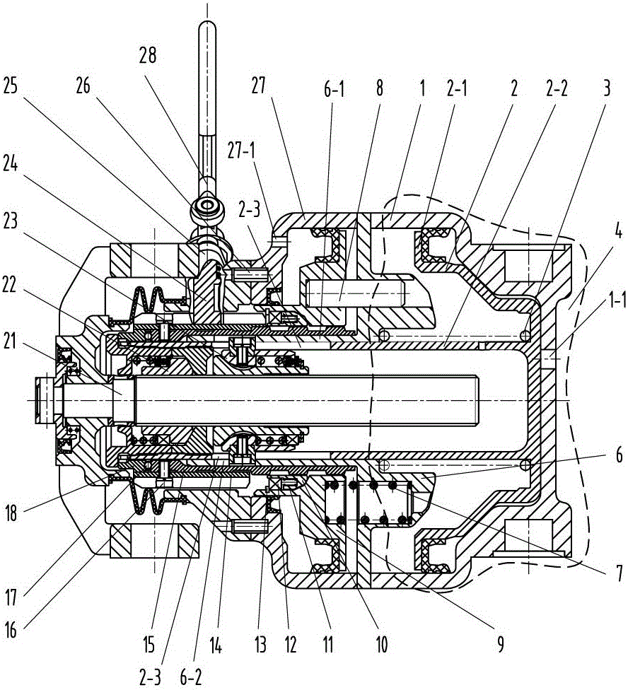 Energy storage parking unit brake cylinder