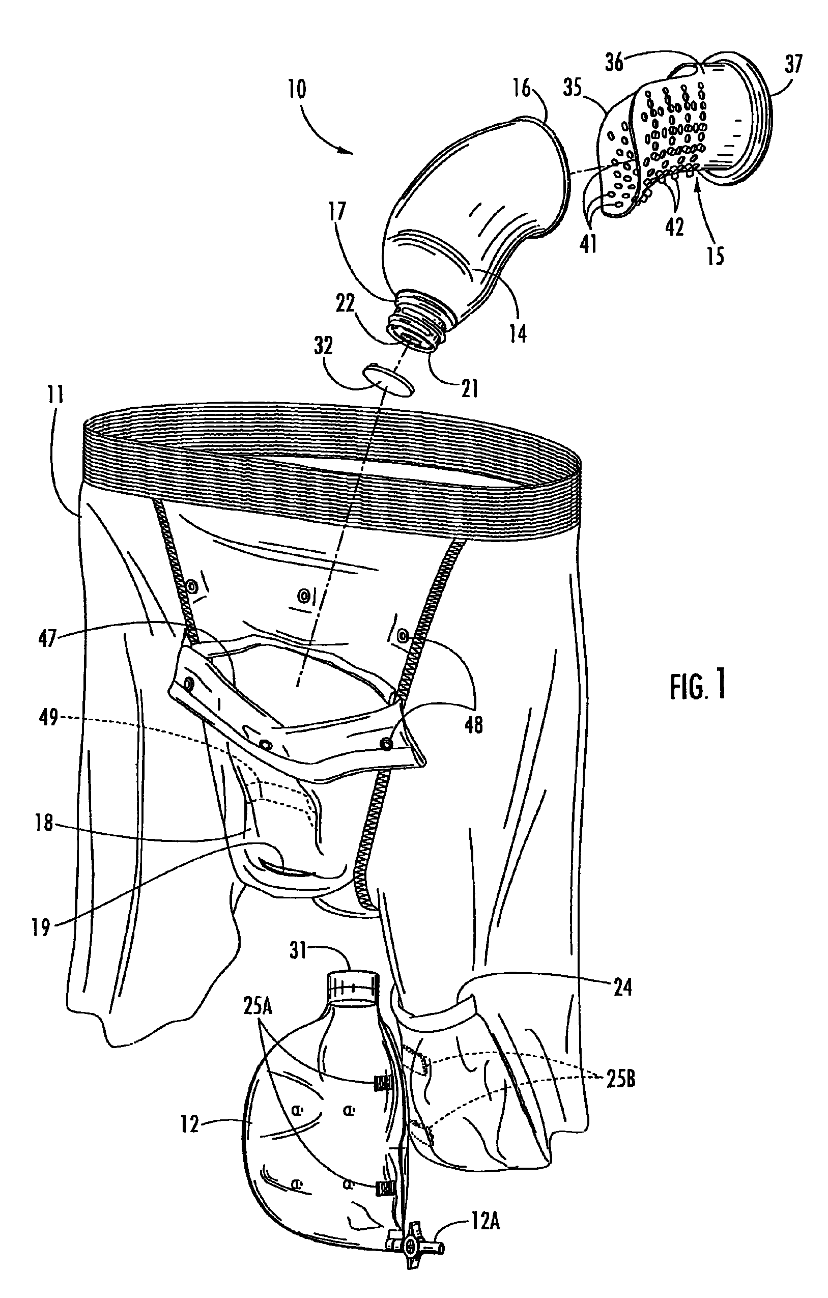 Receptacle for a male incontinence device