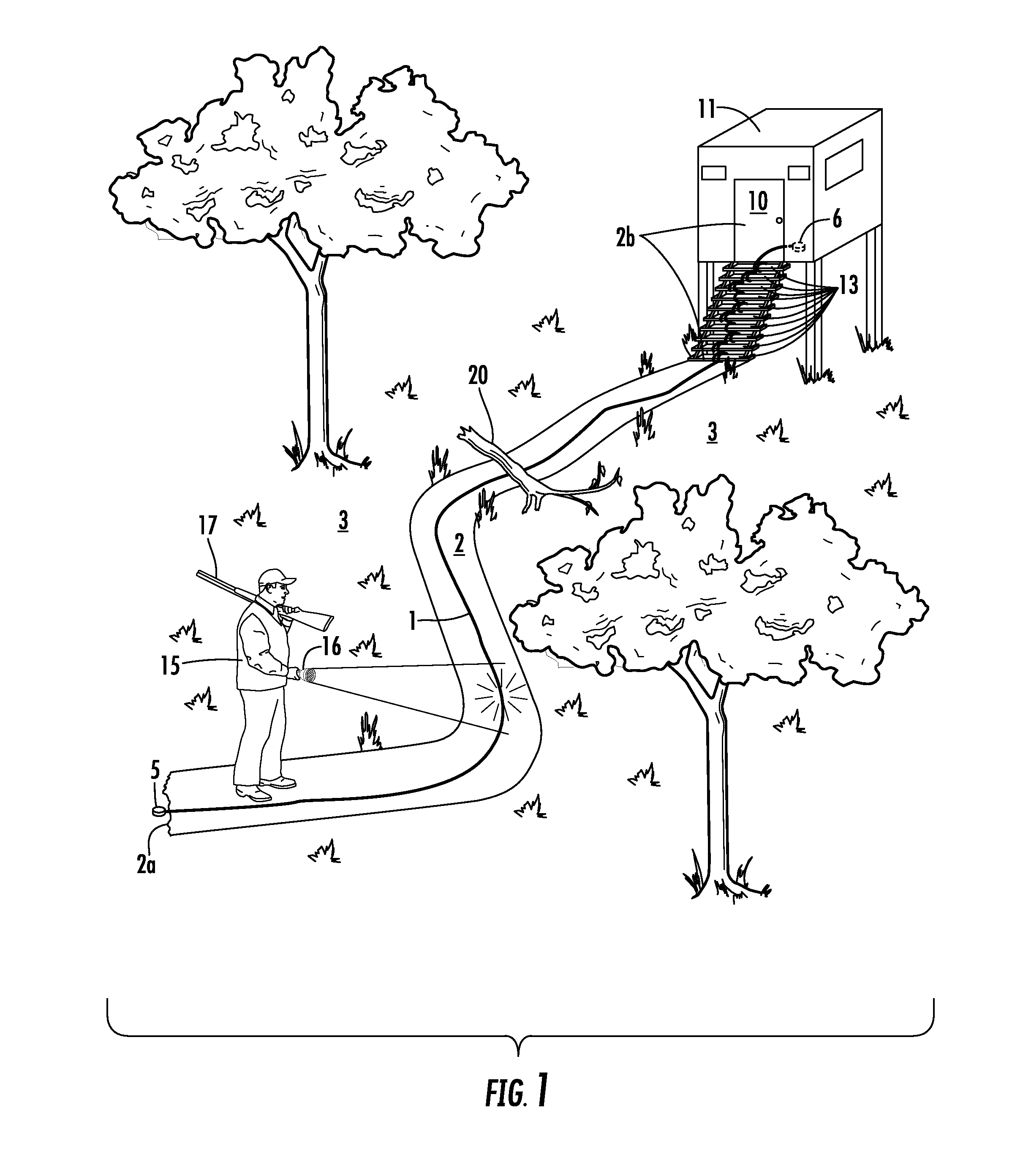 Method and device for hunters safety along trails leading to a hunting area in the dark