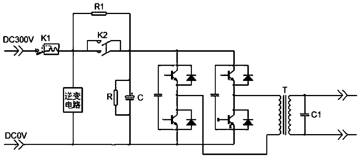 Zero-charge starting and stopping circuit of inverter