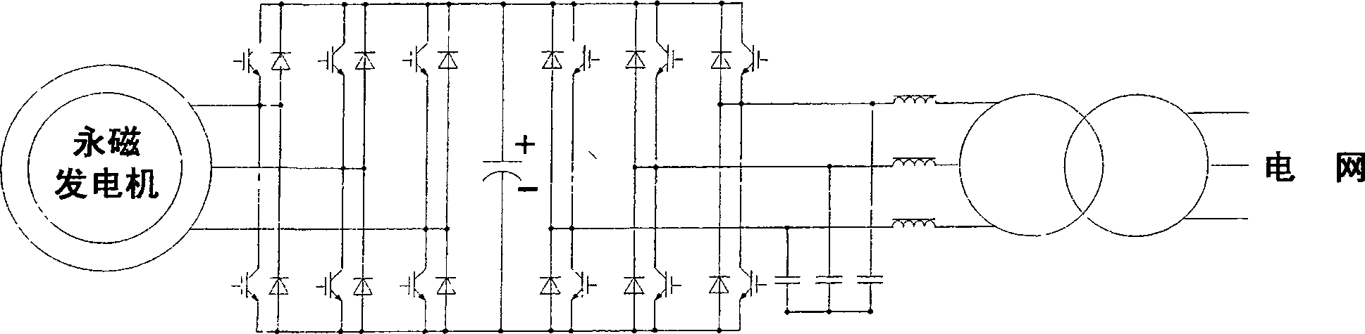 Two-stage matrix convertor for megawatt wind power generation