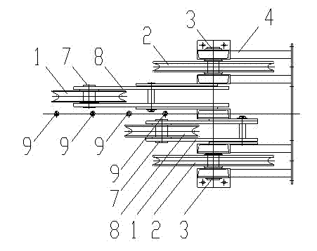 Turning operation guide device for mine hoisting steel wire rope