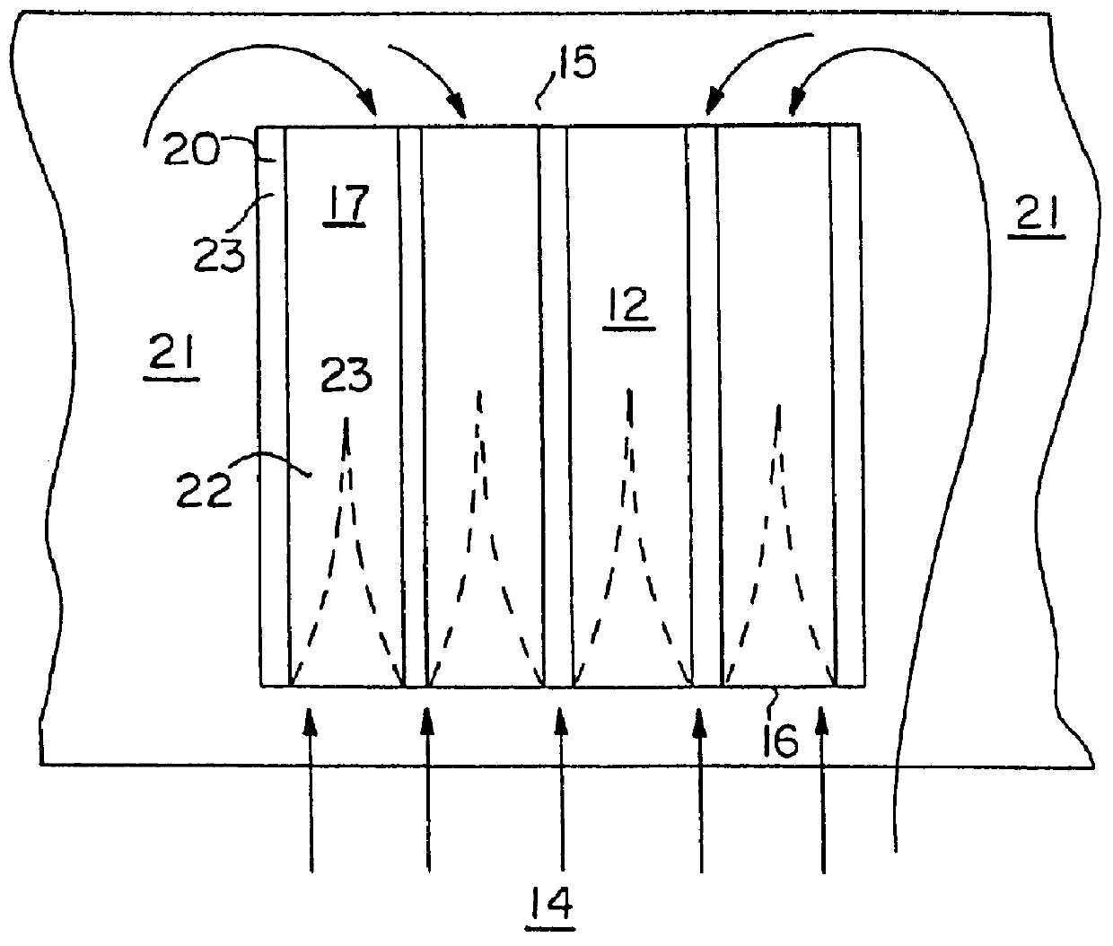 Heat sink with arc shaped fins