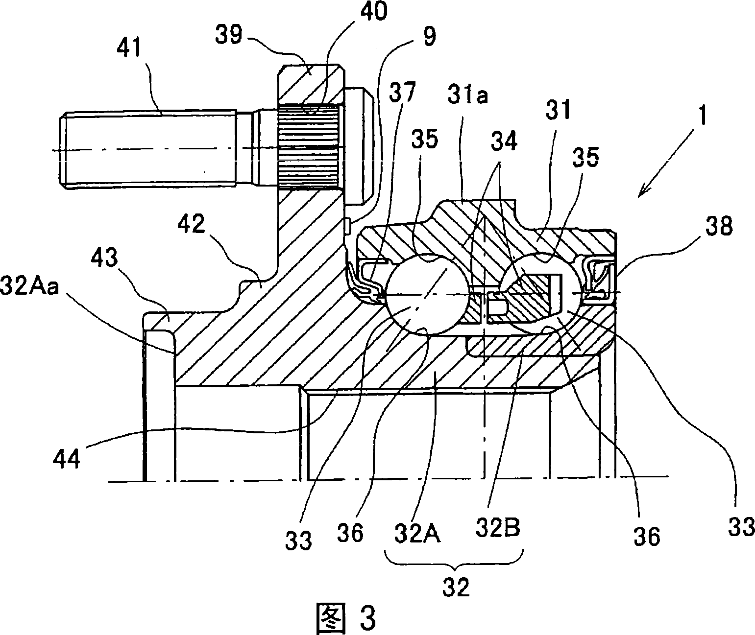 Bearing device for wheel