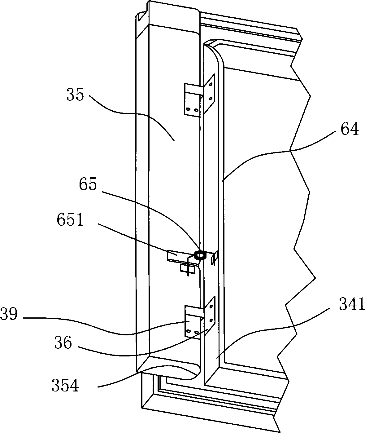 Fridge with movable middle beam Split door