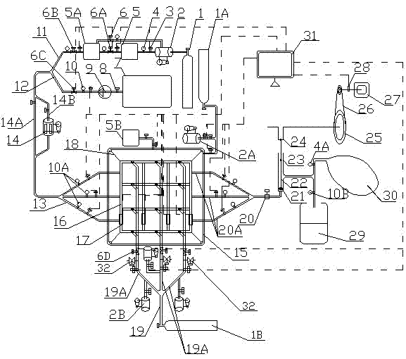 Gas and water flow condition and effect simulation device of coal bed gas well discharging and mining process