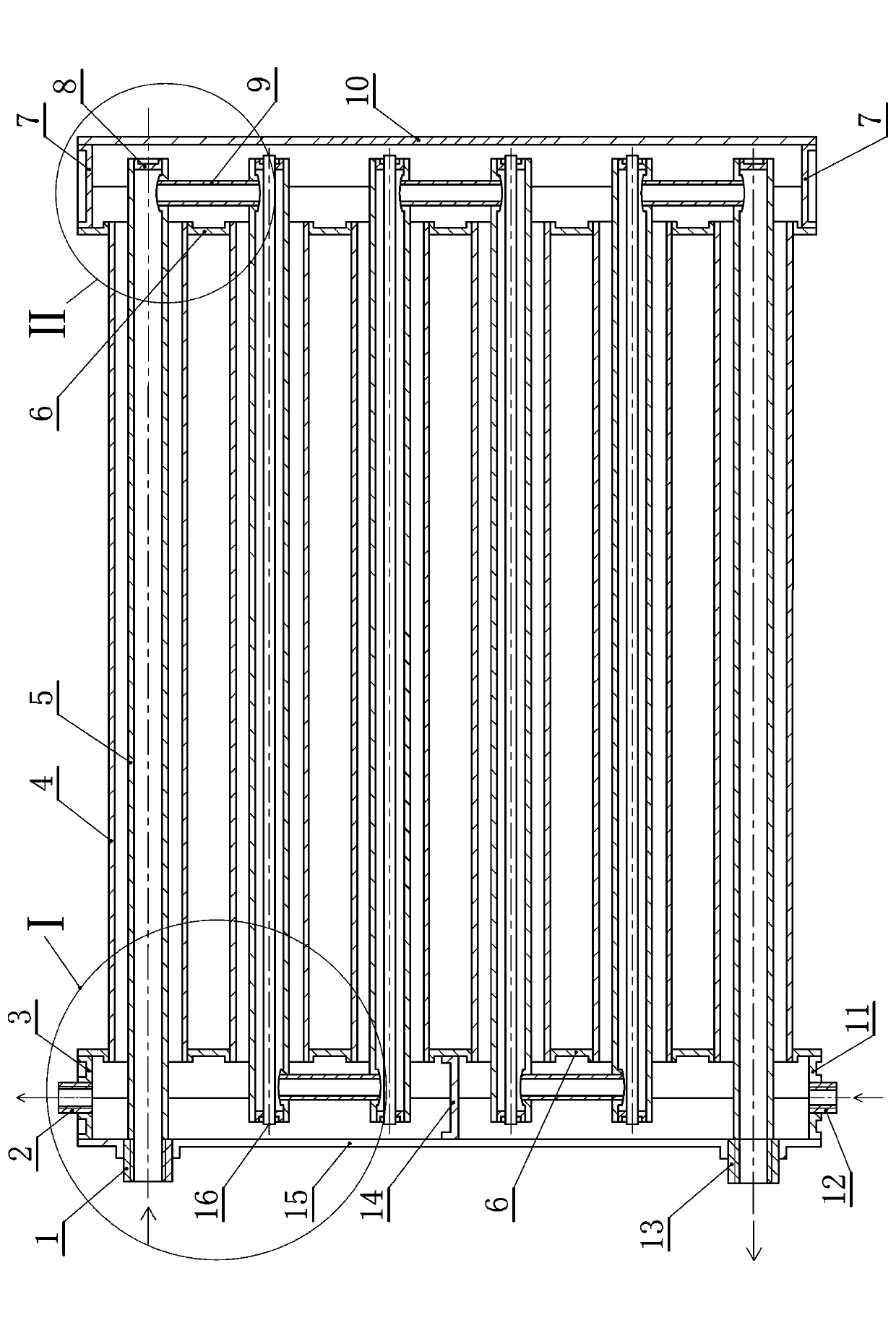 Heat transfer side kneading welding heat exchanger with headers and double dividing walls and manufacturing process of heat transfer side kneading welding heat exchanger