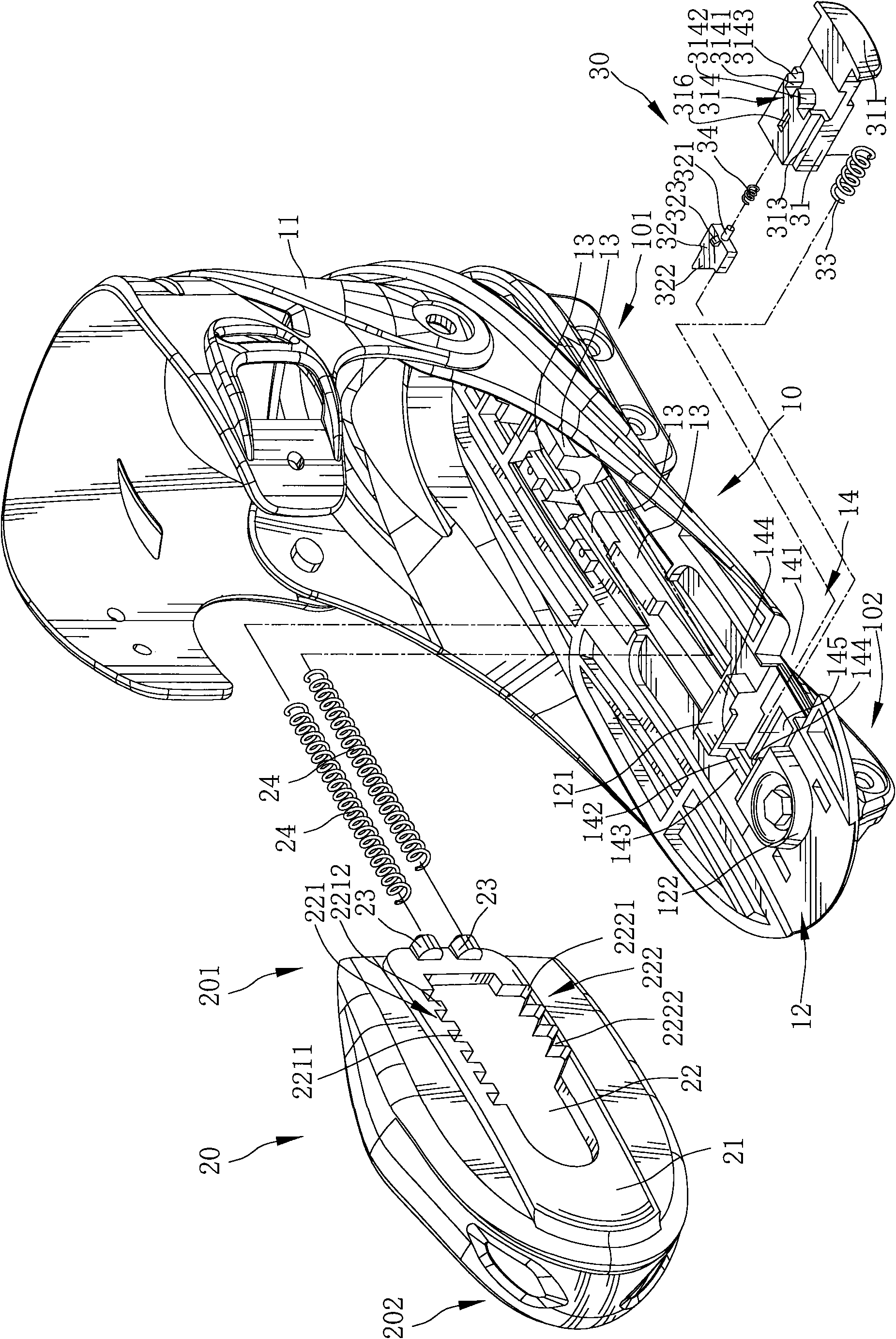 Skating shoes with adjustable size