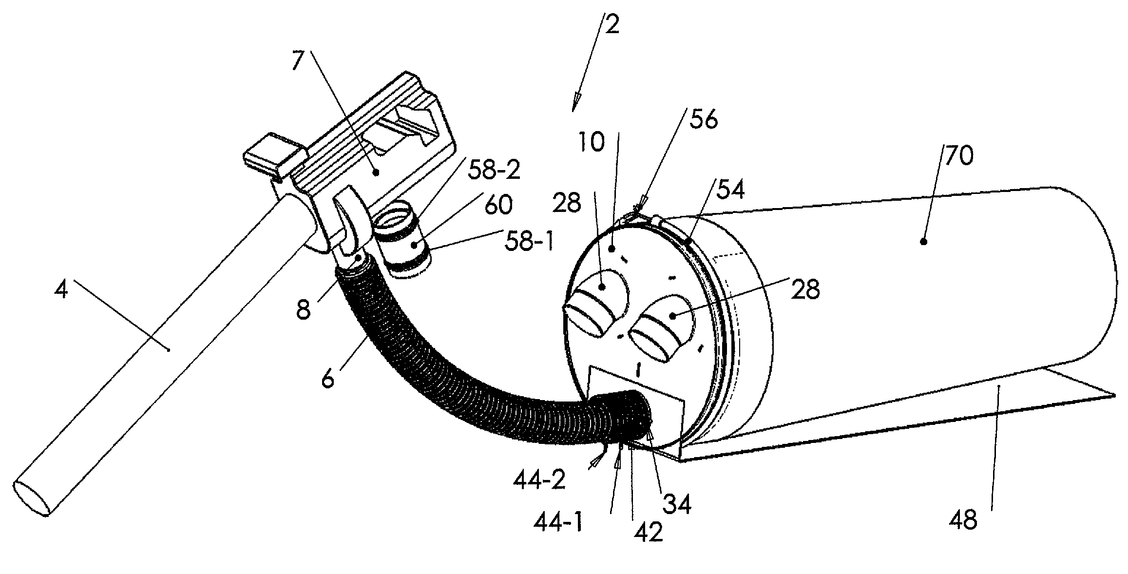 Leaves collection system for use with a portable blower/vacuum and a lid allowing the rejection and the retention of debris in a bag