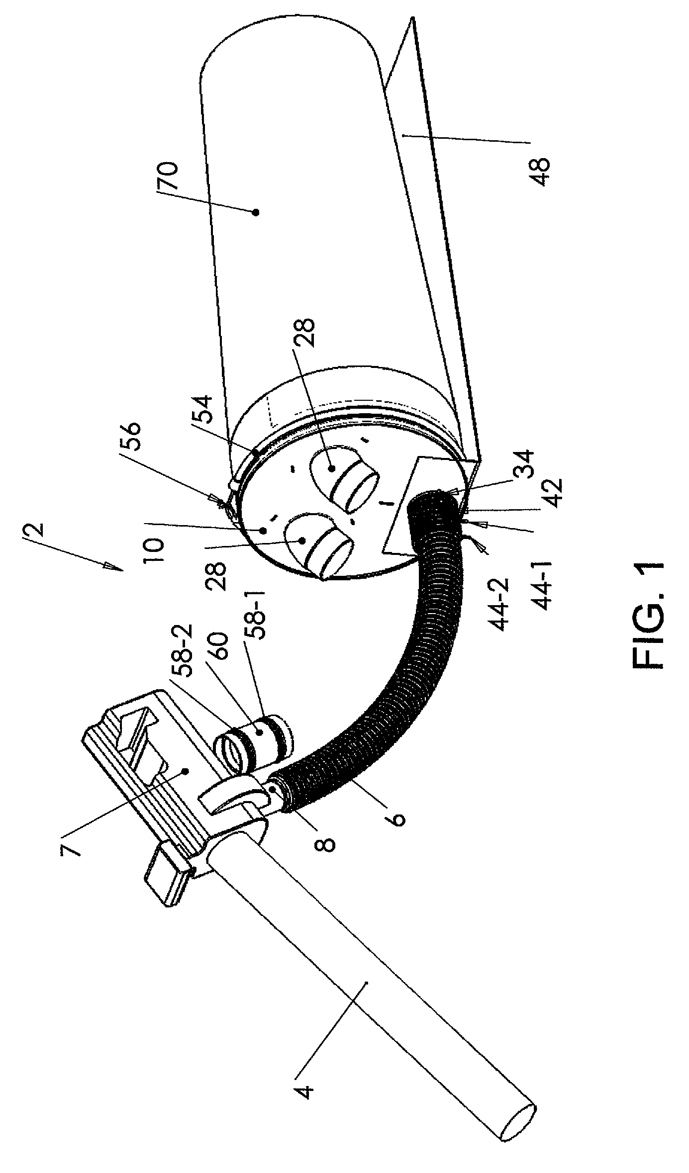 Leaves collection system for use with a portable blower/vacuum and a lid allowing the rejection and the retention of debris in a bag