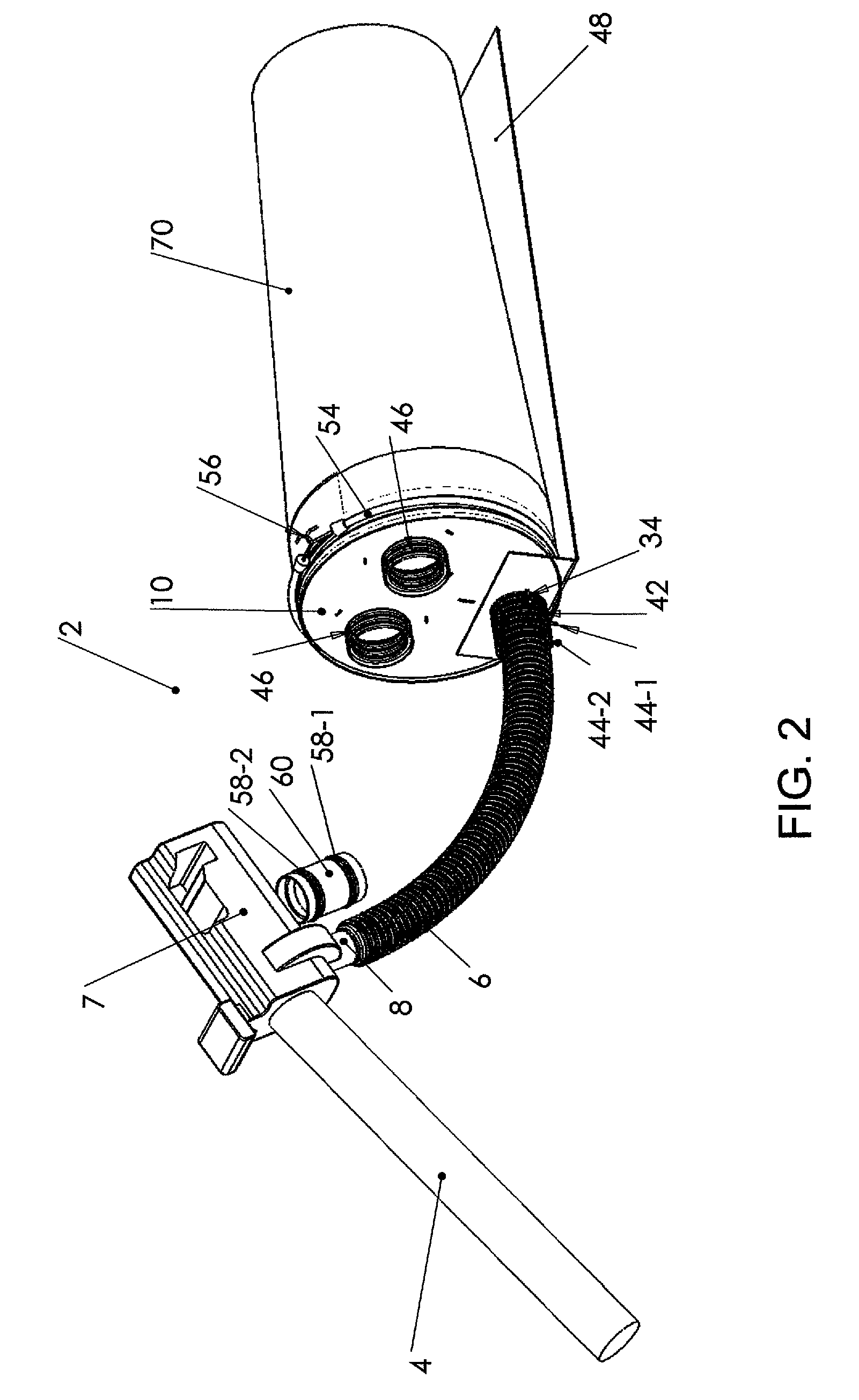 Leaves collection system for use with a portable blower/vacuum and a lid allowing the rejection and the retention of debris in a bag