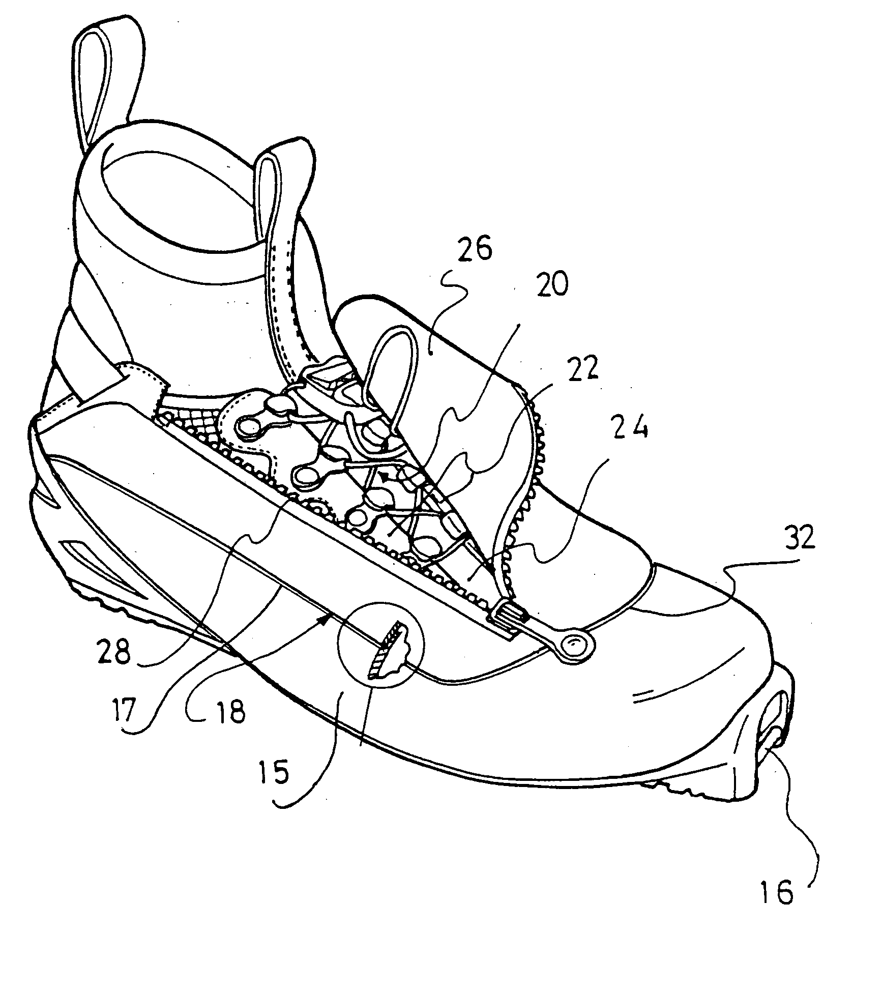 Footwear with an upper having at least one glued element