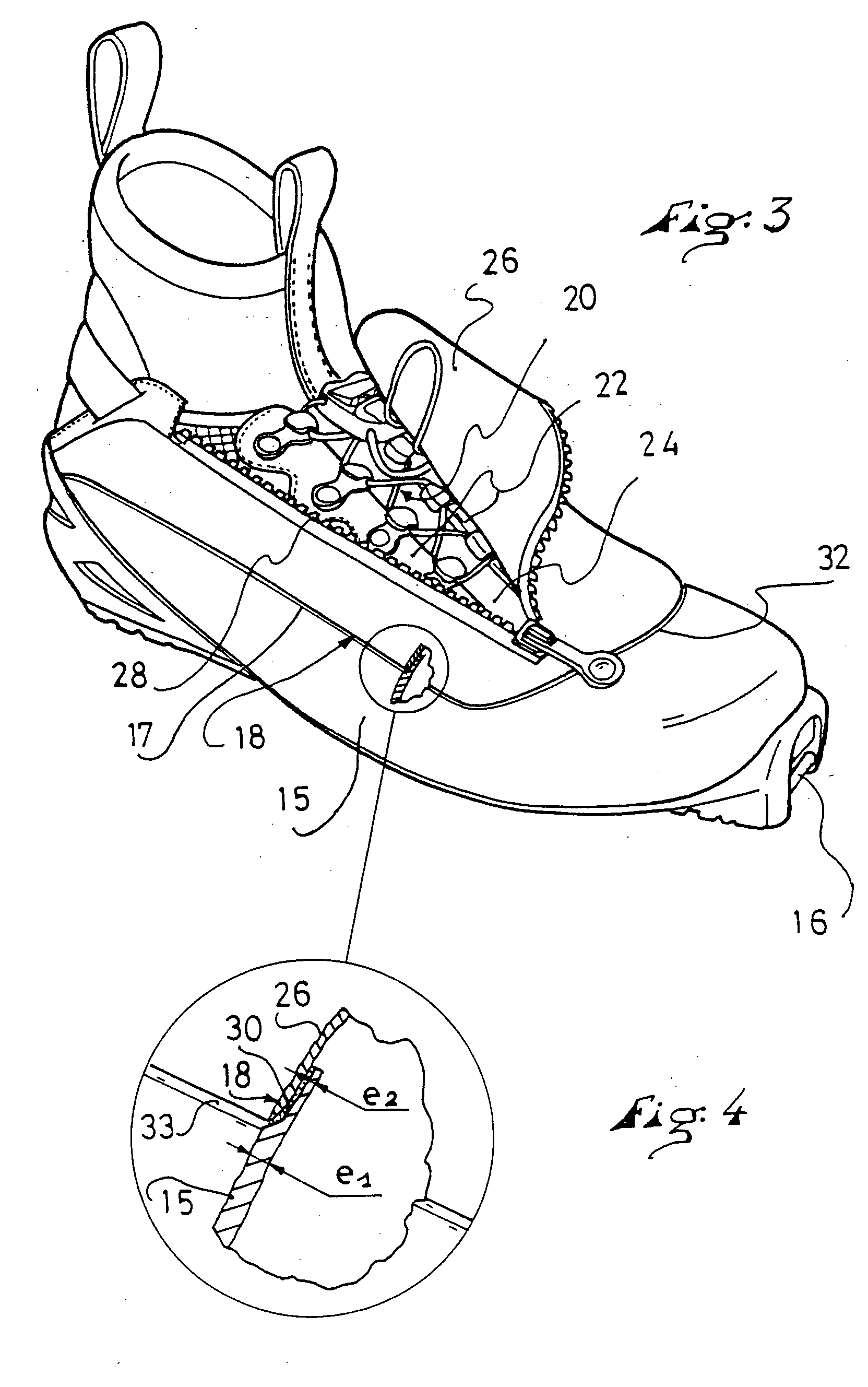 Footwear with an upper having at least one glued element