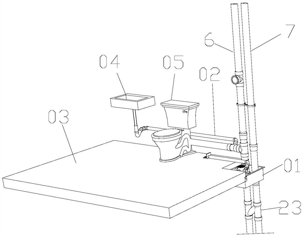 Non-descending plate same-floor drainage system and construction method thereof