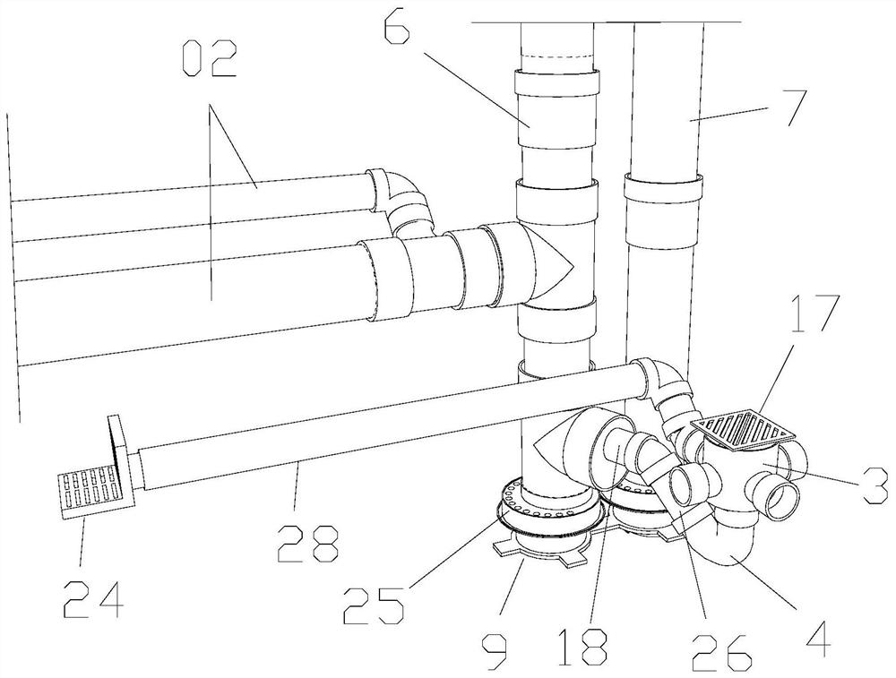 Non-descending plate same-floor drainage system and construction method thereof