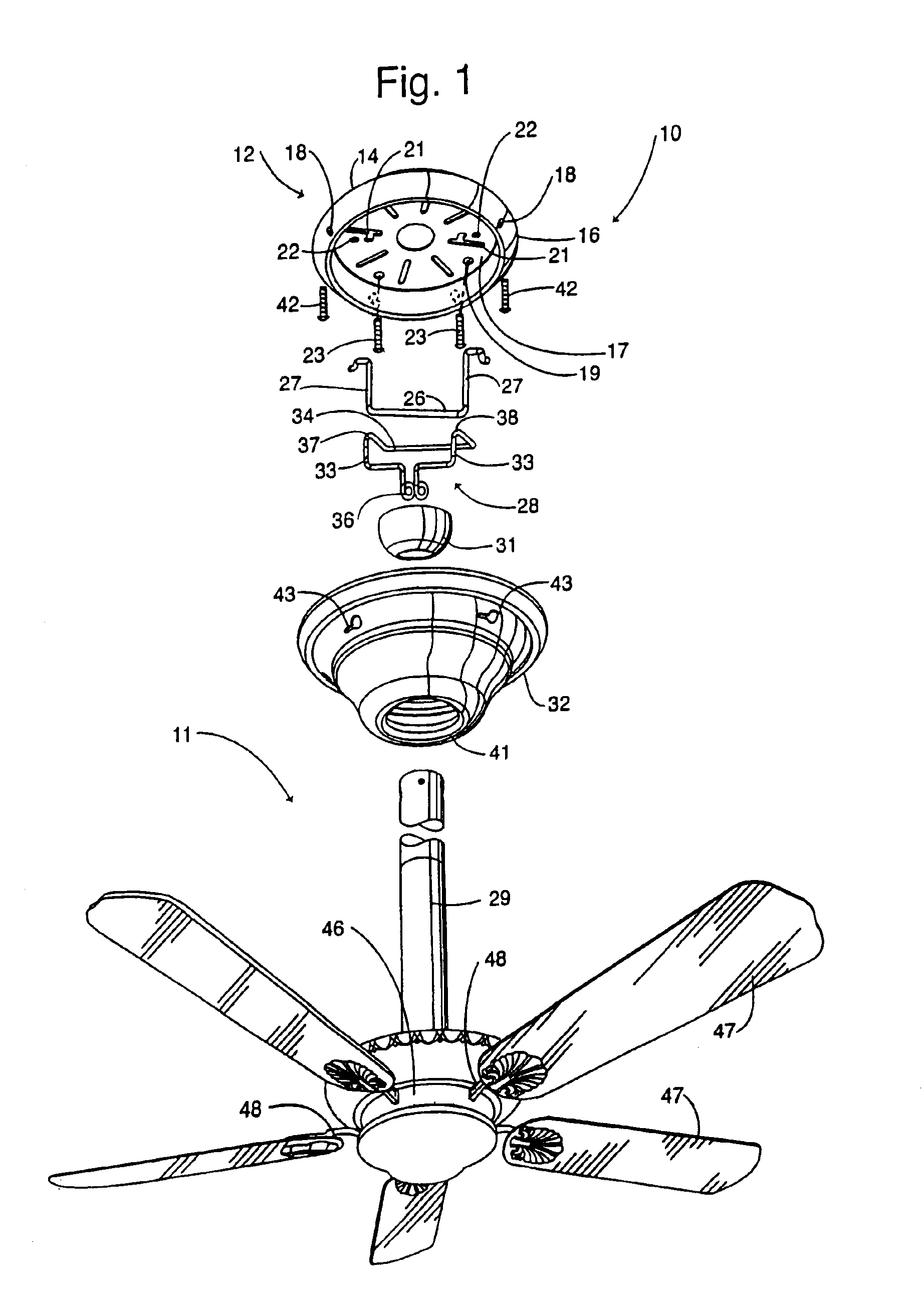 Mounting system for supporting a ceiling fan assembly