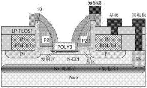 Method for making side wall between base and emitter of high frequency triode