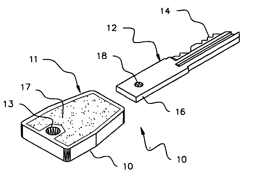 Lock key with head and blade