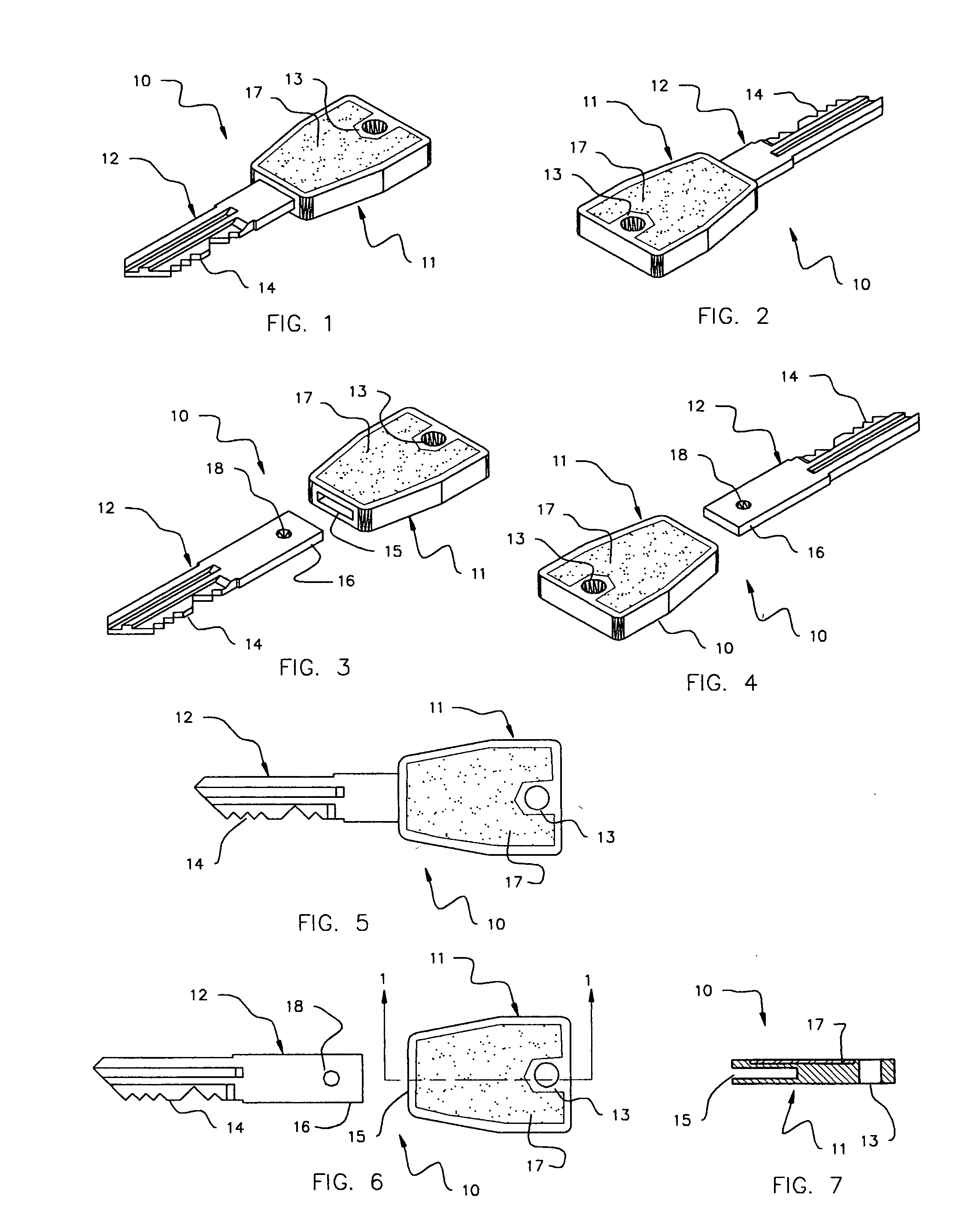 Lock key with head and blade