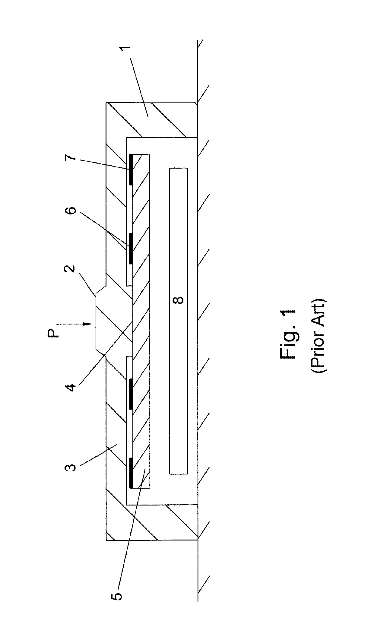 Load cell comprising an elastic body having a base and flexible member