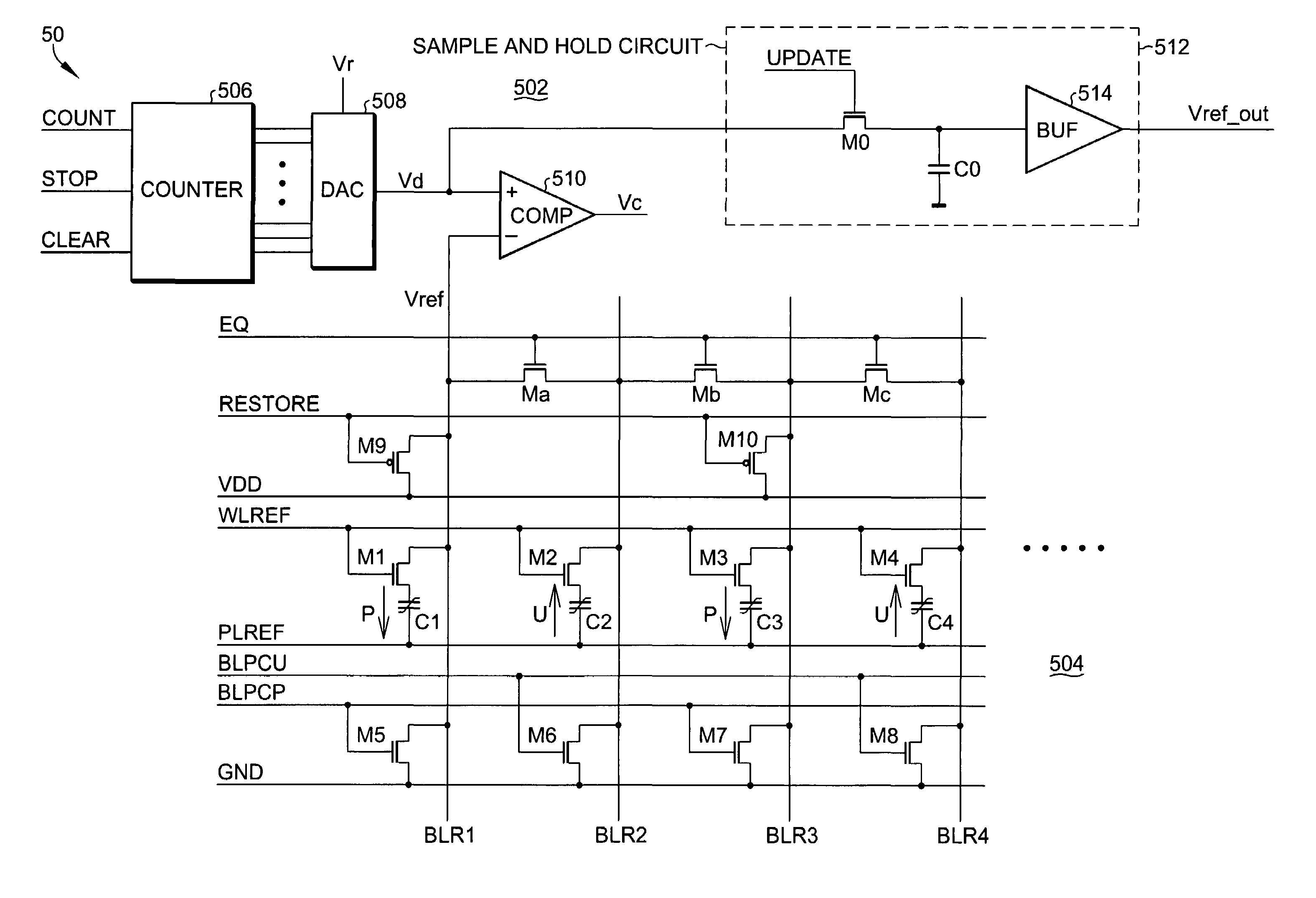 Circuit for generating a centered reference voltage for a 1T/1C ferroelectric memory