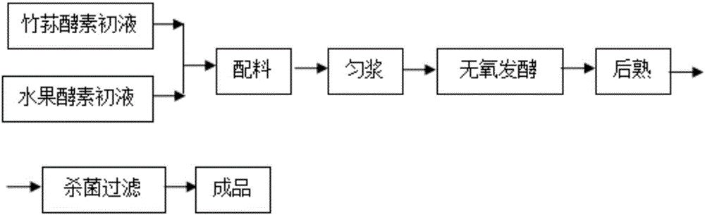 Bamboo fungus and tropical fruit complex active ferment and preparation method thereof