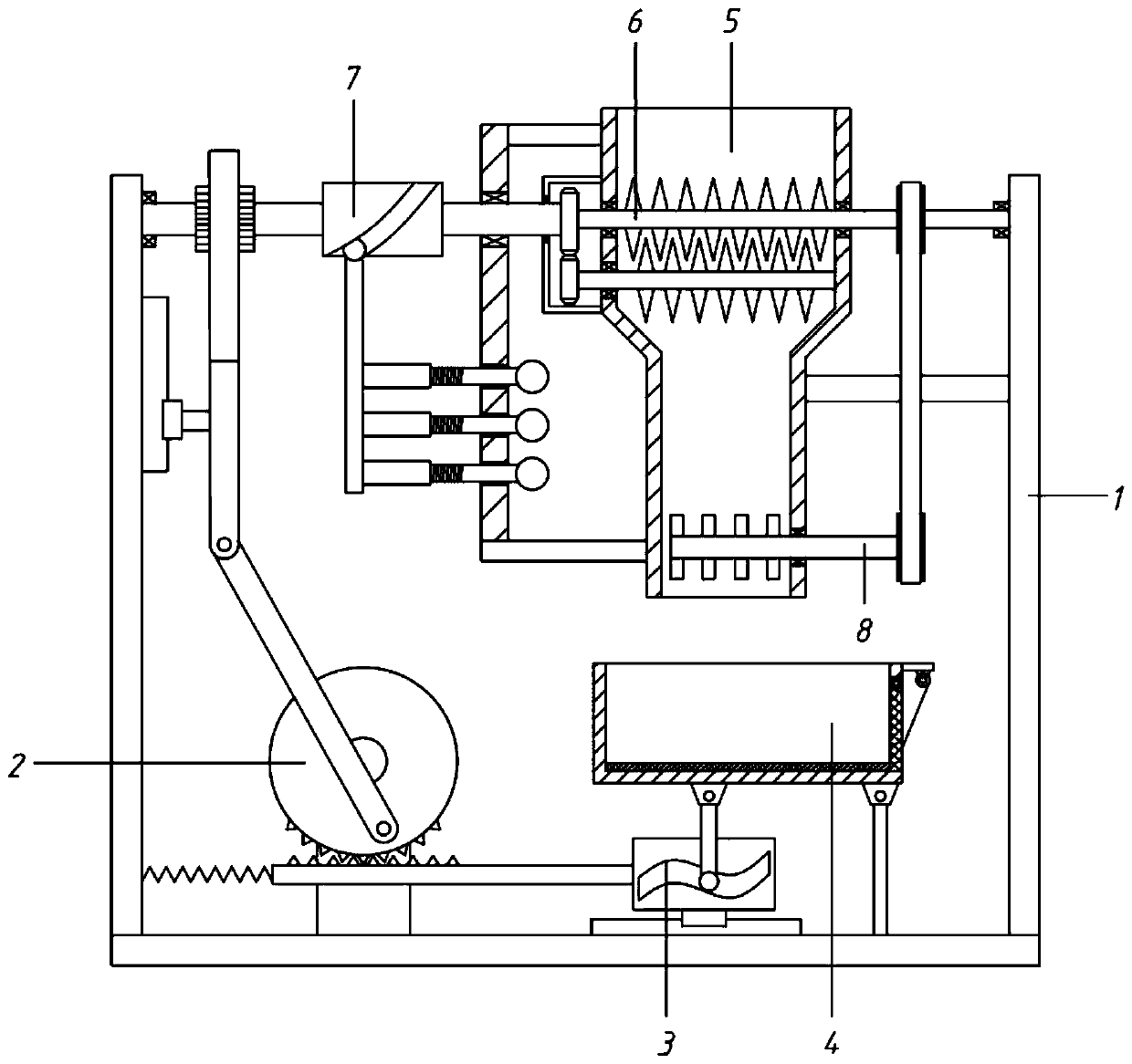 Linkage type magnetic separation device for rare earth permanent magnet material