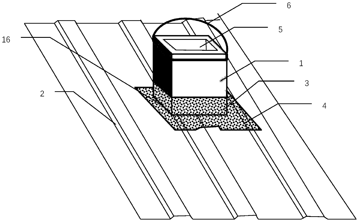 Steel structure roof including ventilating and light-transmitting device and installation method of ventilating and light-transmitting device